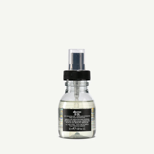 Clear spray bottle Davines OI Oil 50 ml with roucou oil for all hair types