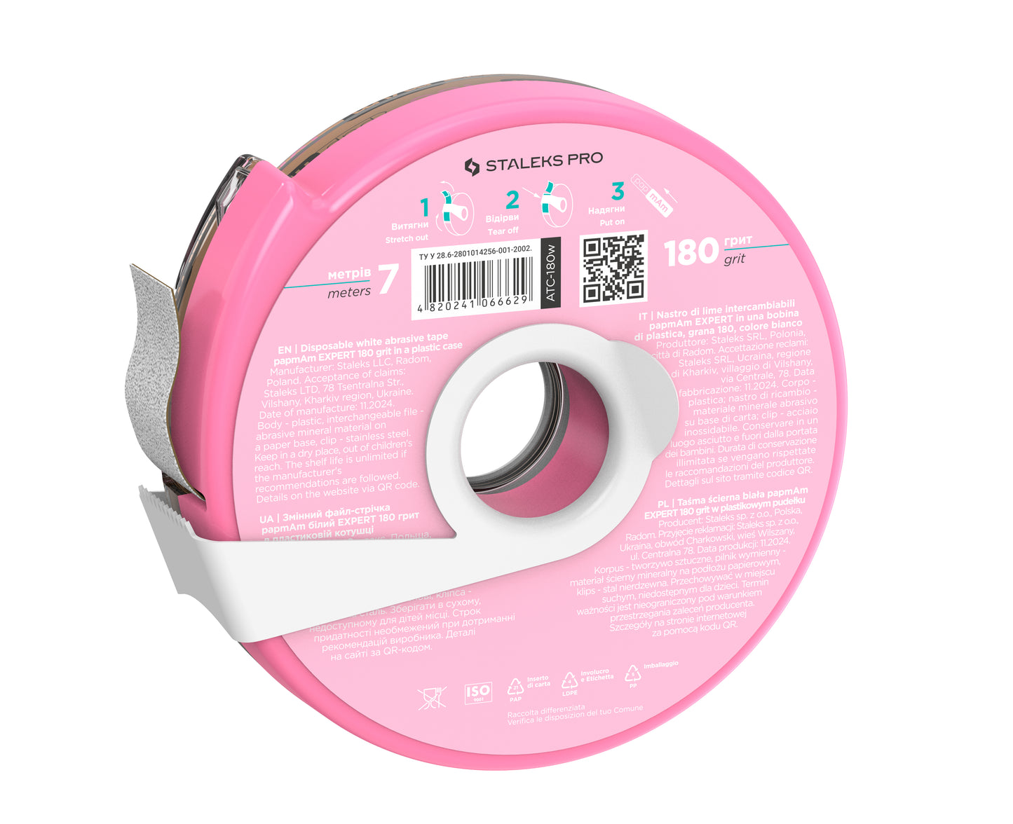 Staleks Disposable white abrasive tape papmAm EXPERT 180 grit in a plastic case