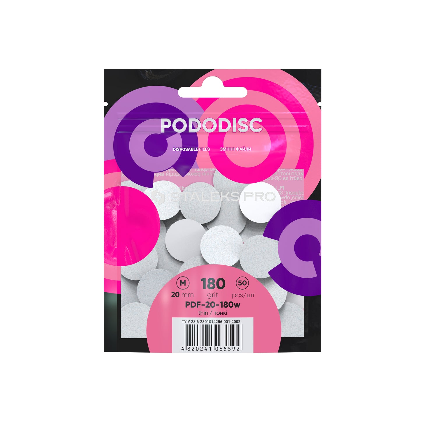 Staleks Disposable white files for pedicure disc PODODISC M EXPERT 180 grit (50 pcs)