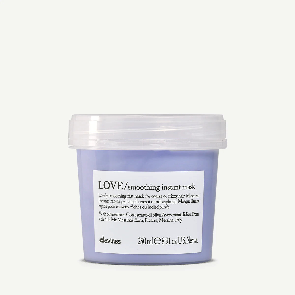 Davines LOVE smoothing hair instant mask container for coarse or fizzy hair