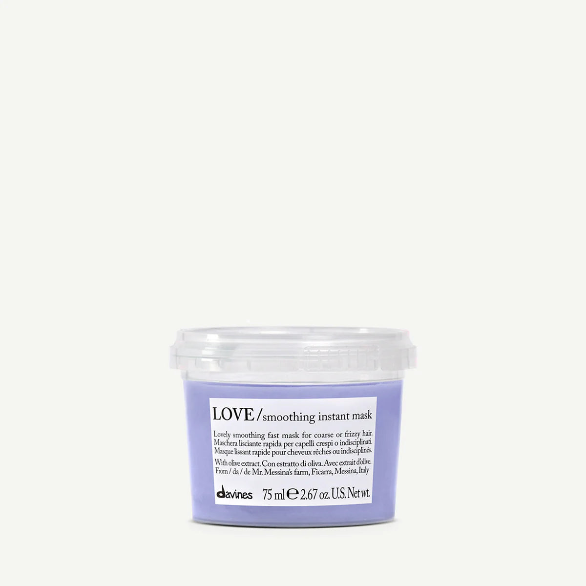 Davines LOVE smoothing instant mask jar for coarse or frizzy hair
