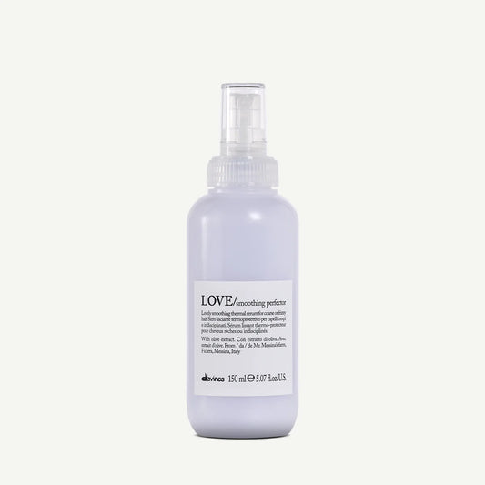 Bottle of Davines LOVE hair smoother for coarse or frizzy hair
