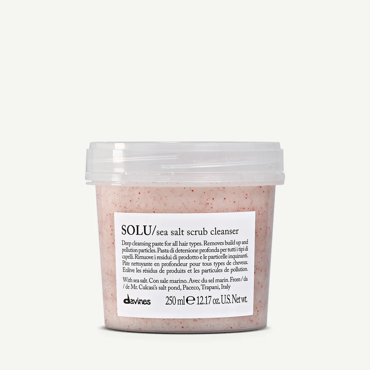 Sea salt cleansing scrub container for all hair types