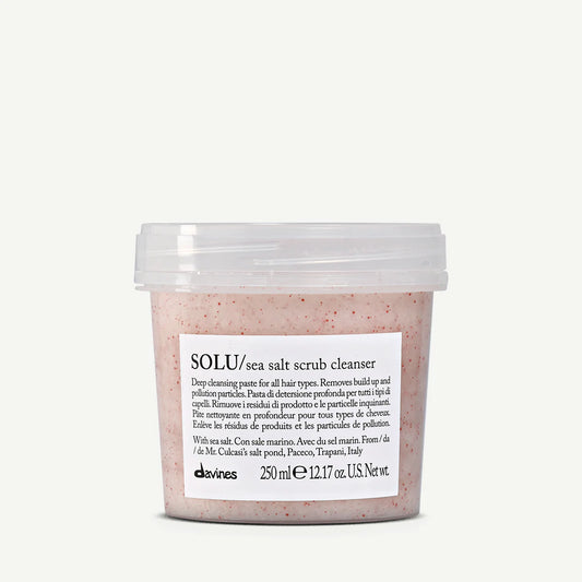 Sea salt cleansing scrub container for all hair types