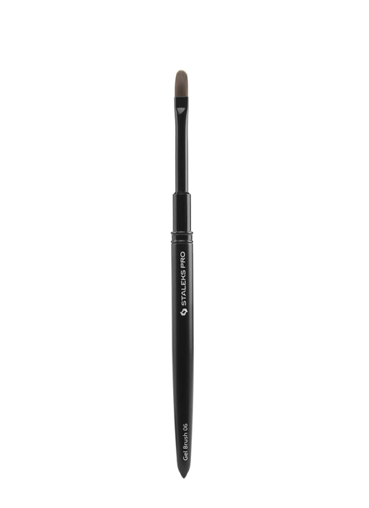 Black brush for gel with 'Staleks' branding on a white background
